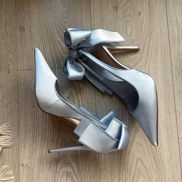 Steve Madden TEACUP Slingback Heels - Blue Satin - Picture 1 of 8